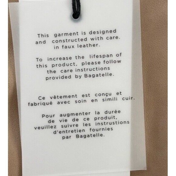 7 For All Mankind Vegan Leather Corset Crop Top Puff Long Sleeves Nude Small NEW - Picture 6 of 11